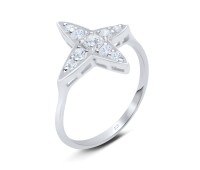 4 Point Sparkle CZ Silver Ring NSR-3265 